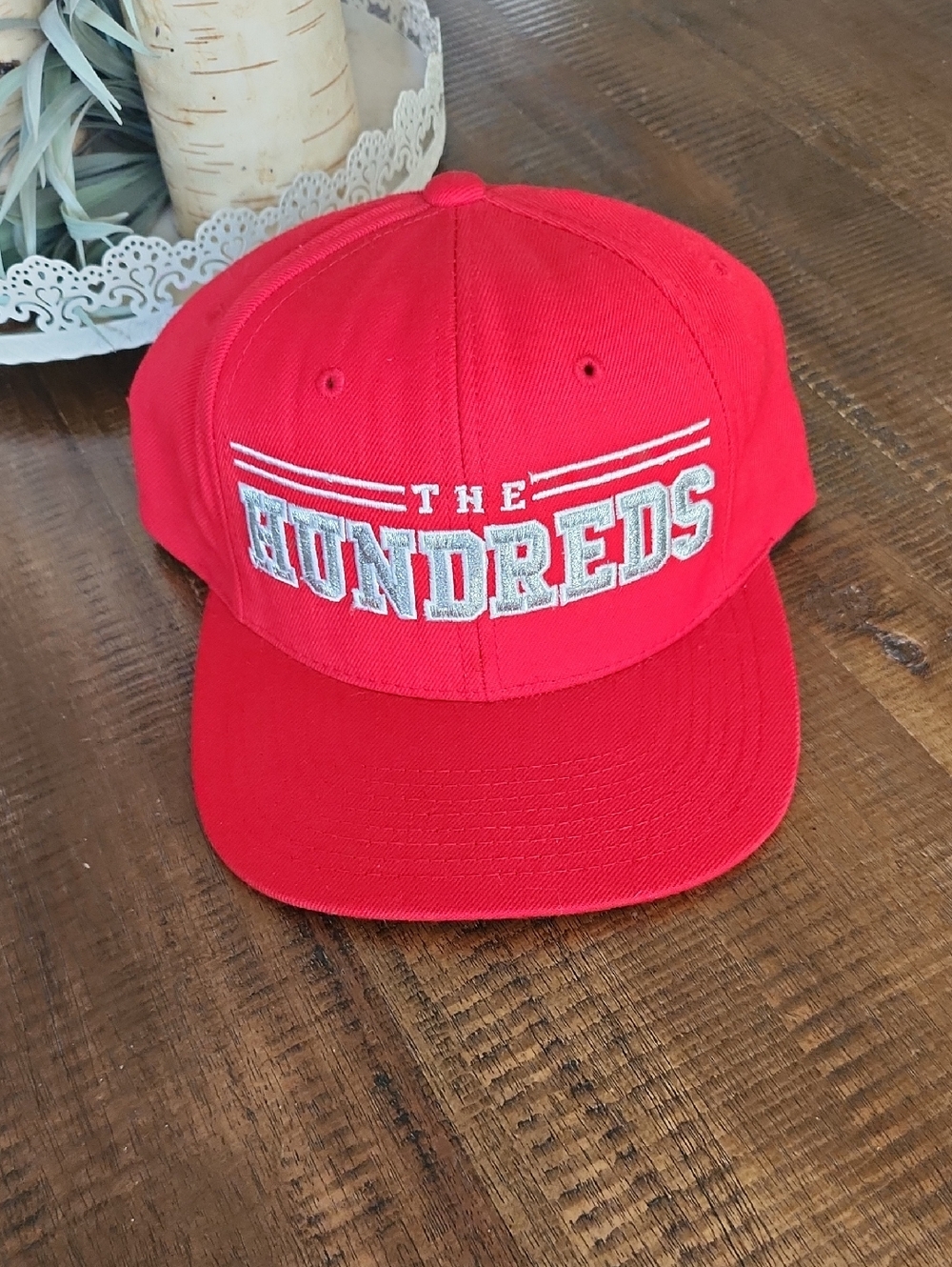 The Hundreds Bright Red Snapback Hat with White Embroidery